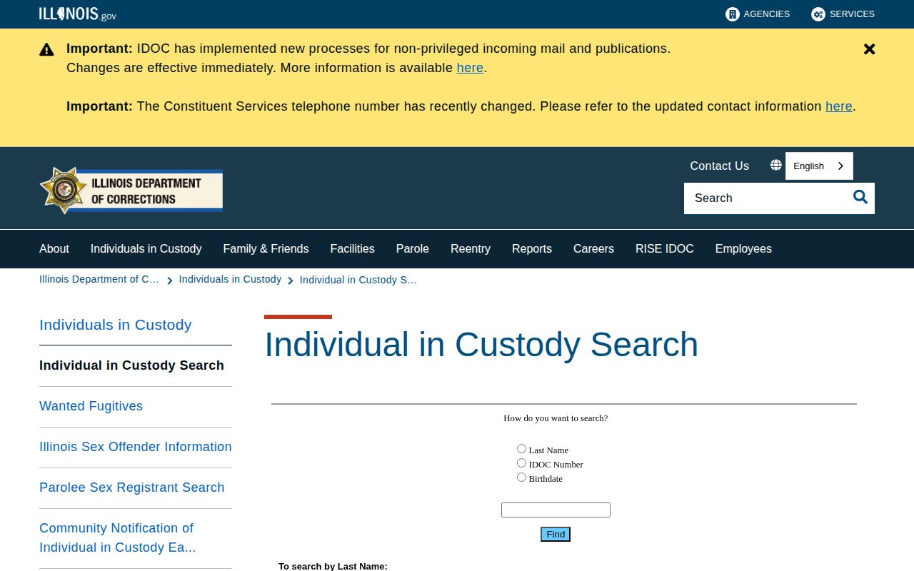DeKalb County released inmate IDOC search fields